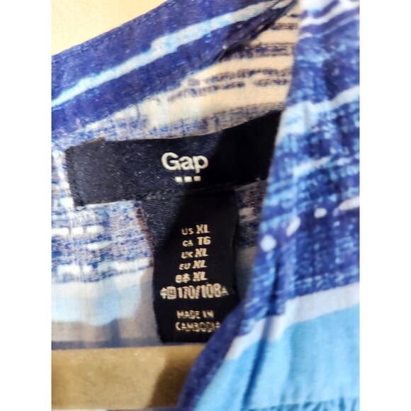 GAP Blue Navy White Brush Stroke Striped Shift Sleeveless V-neck‎ Dress $90 XL - Picture 4 of 9